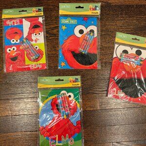 4 BRAND NEW 123 SESAME STREET ELMO ACTIVITY 16-PAGE COLORING BOOKS WITH CRAYONS